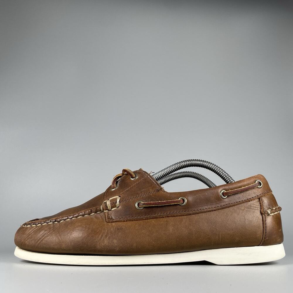 Allen Edmonds Maritime Men’s Size 9 Brown White Leather Slip-on Boat Shoes GUC